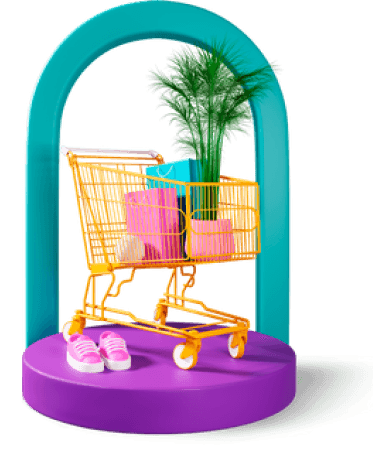 foto de um carrinho com várias compras dentro